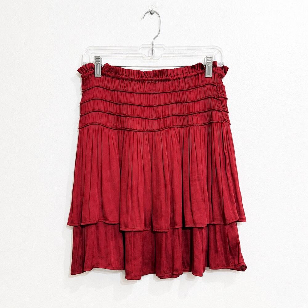 Current Air Wine Layered Satin Ruffle Mini Skirt Sz M NWT - Picture 2 of 11